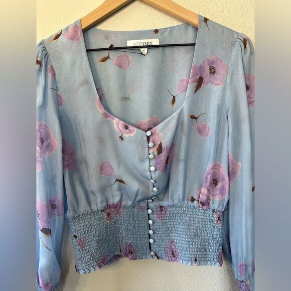 NWOT*** Intermix Adelaide Blouse Romantic Floral Size M - Picture 6 of 12